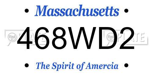 468WD2 Massachusetts License Plate