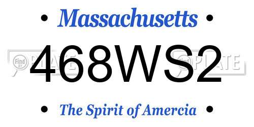 468WS2 Massachusetts License Plate