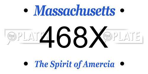 468X Massachusetts License Plate