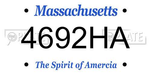4692HA Massachusetts License Plate