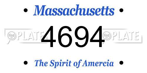 4694 Massachusetts License Plate
