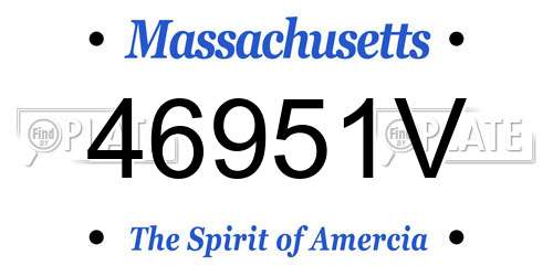 46951V Massachusetts License Plate