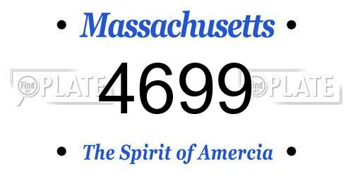 4699 Massachusetts License Plate