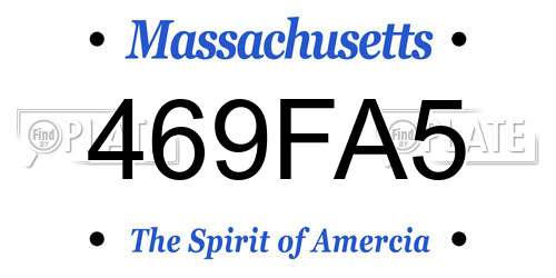 469FA5 Massachusetts License Plate