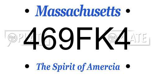 469FK4 Massachusetts License Plate
