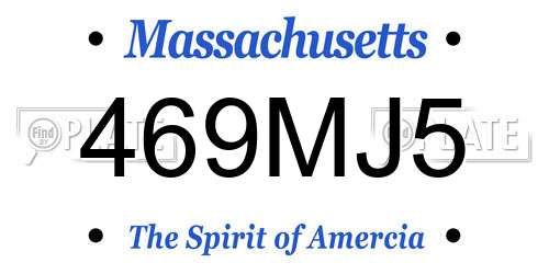 469MJ5 Massachusetts License Plate