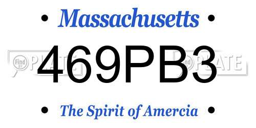 469PB3 Massachusetts License Plate