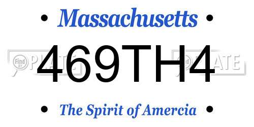 469TH4 Massachusetts License Plate