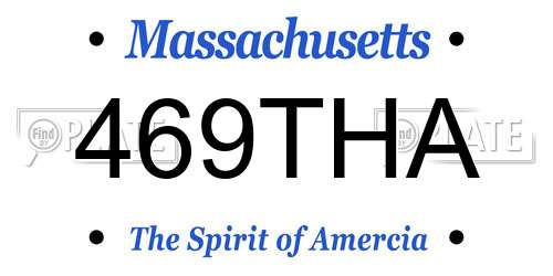 469THA Massachusetts License Plate