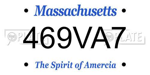 469VA7 Massachusetts License Plate