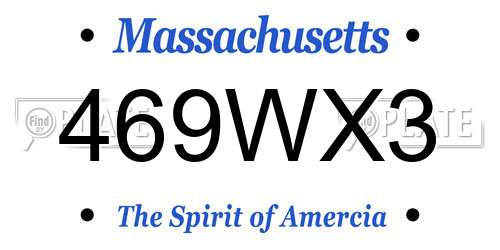 469WX3 Massachusetts License Plate