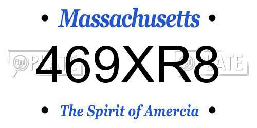 469XR8 Massachusetts License Plate