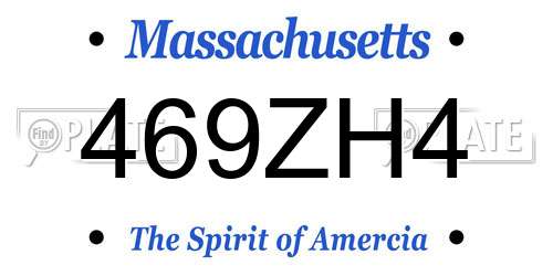 469ZH4 Massachusetts License Plate