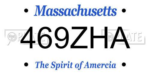 469ZHA Massachusetts License Plate
