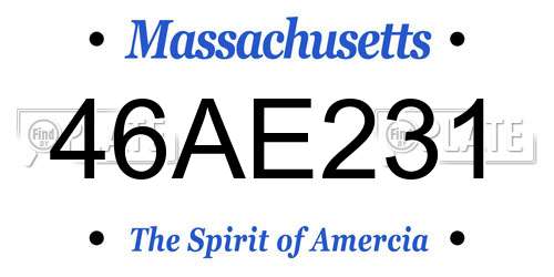 46AE231 Massachusetts License Plate