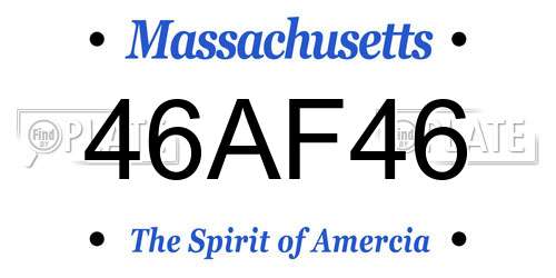 46AF46 Massachusetts License Plate