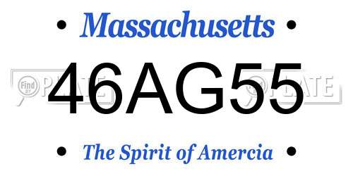 46AG55 Massachusetts License Plate
