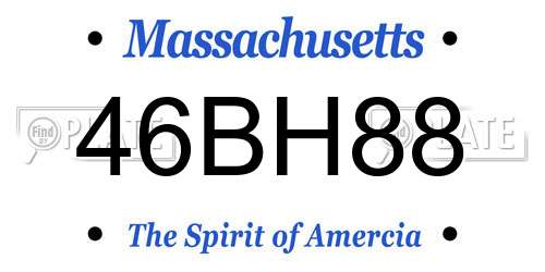 46BH88 Massachusetts License Plate