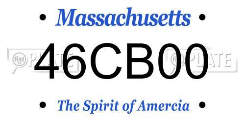 46CB00 Massachusetts License Plate