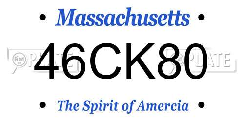 46CK80 Massachusetts License Plate