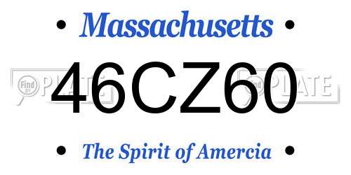 46CZ60 Massachusetts License Plate