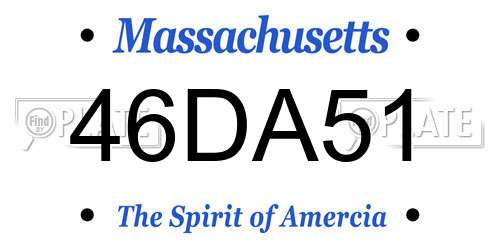 46DA51 Massachusetts License Plate