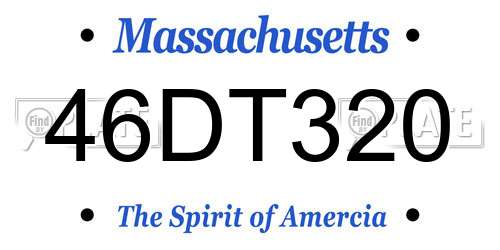 46DT320 Massachusetts License Plate