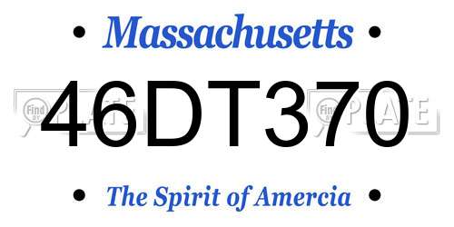 46DT370 Massachusetts License Plate