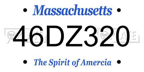 46DZ320 Massachusetts License Plate
