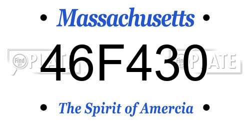 46F430 Massachusetts License Plate