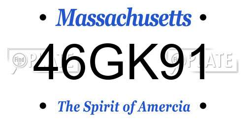 46GK91 Massachusetts License Plate