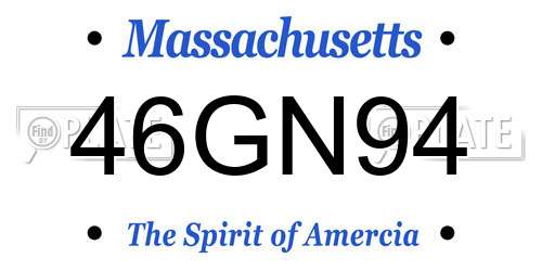 46GN94 Massachusetts License Plate