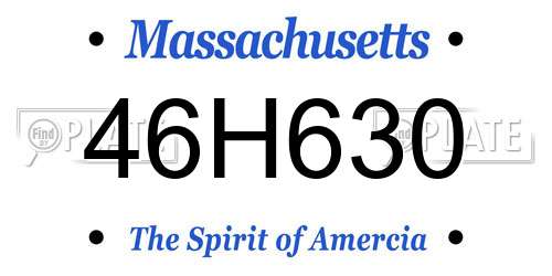 46H630 Massachusetts License Plate