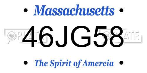 46JG58 Massachusetts License Plate