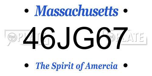 46JG67 Massachusetts License Plate