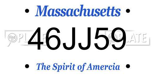 46JJ59 Massachusetts License Plate
