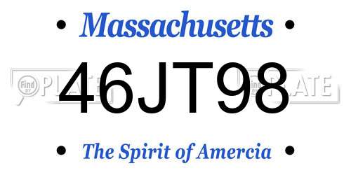 46JT98 Massachusetts License Plate