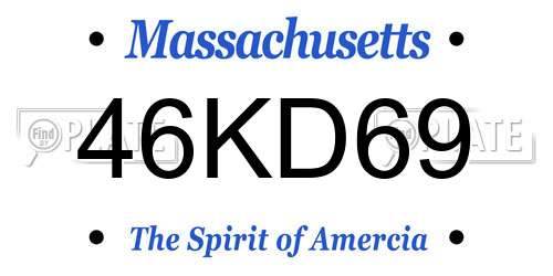 46KD69 Massachusetts License Plate