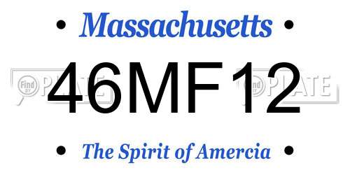 46MF12 Massachusetts License Plate