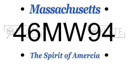 46MW94 Massachusetts License Plate