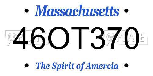 46OT370 Massachusetts License Plate