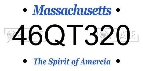 46QT320 Massachusetts License Plate