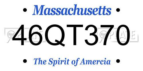 46QT370 Massachusetts License Plate
