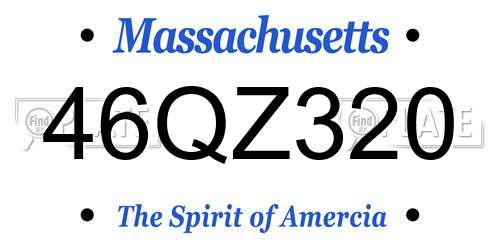 46QZ320 Massachusetts License Plate