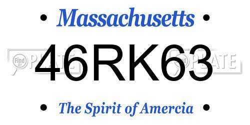 46RK63 Massachusetts License Plate