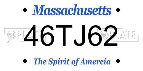 46TJ62 Massachusetts License Plate