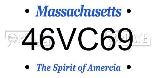 46VC69 Massachusetts License Plate