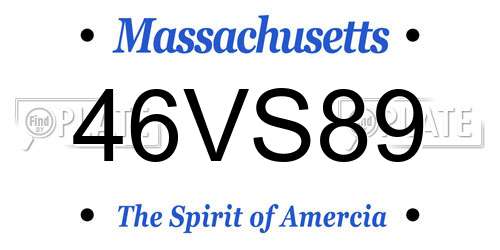 46VS89 Massachusetts License Plate