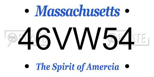 46VW54 Massachusetts License Plate