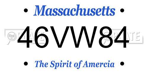 46VW84 Massachusetts License Plate